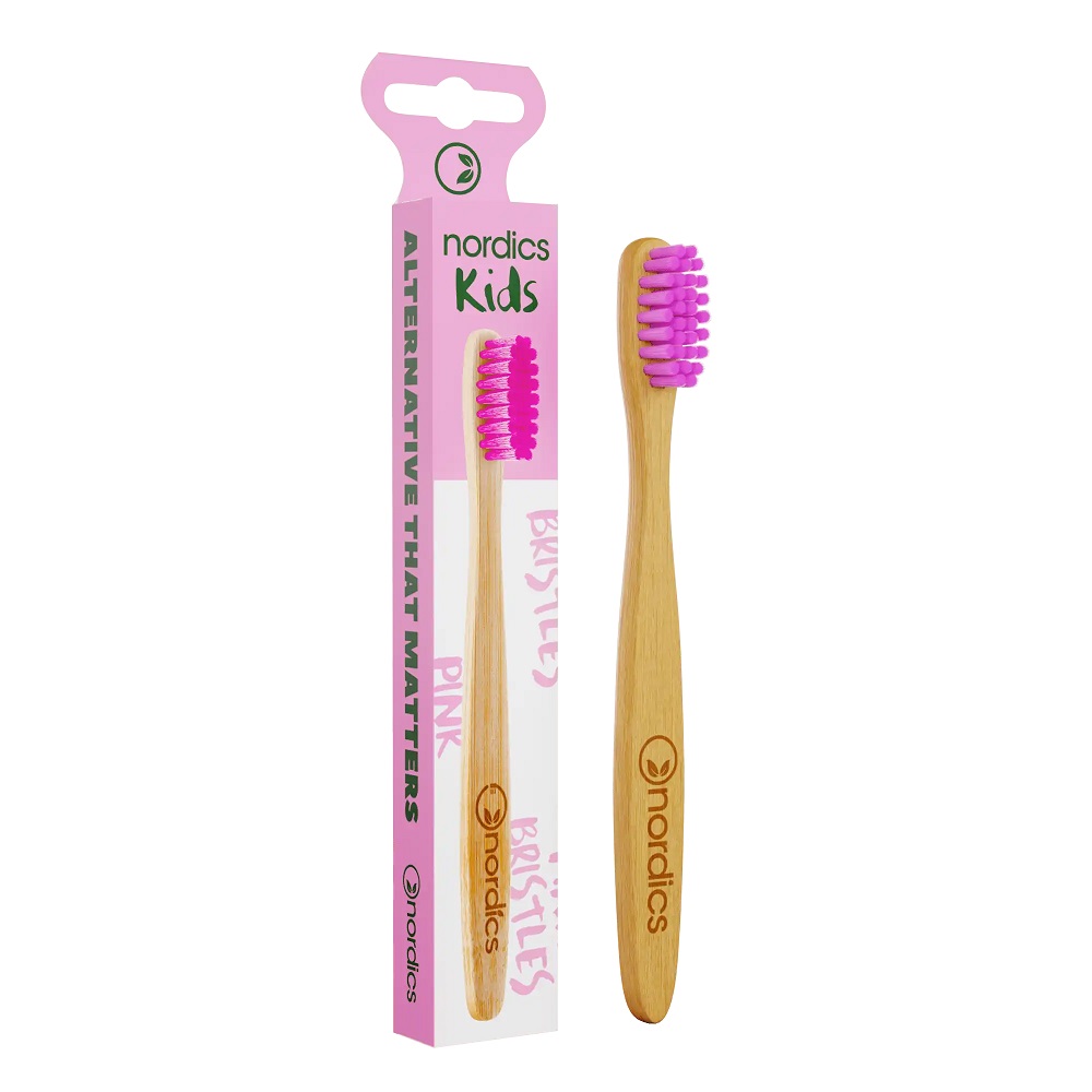 Зубная щетка «Nordics» Kids Bamboo Toothbrush, розовый