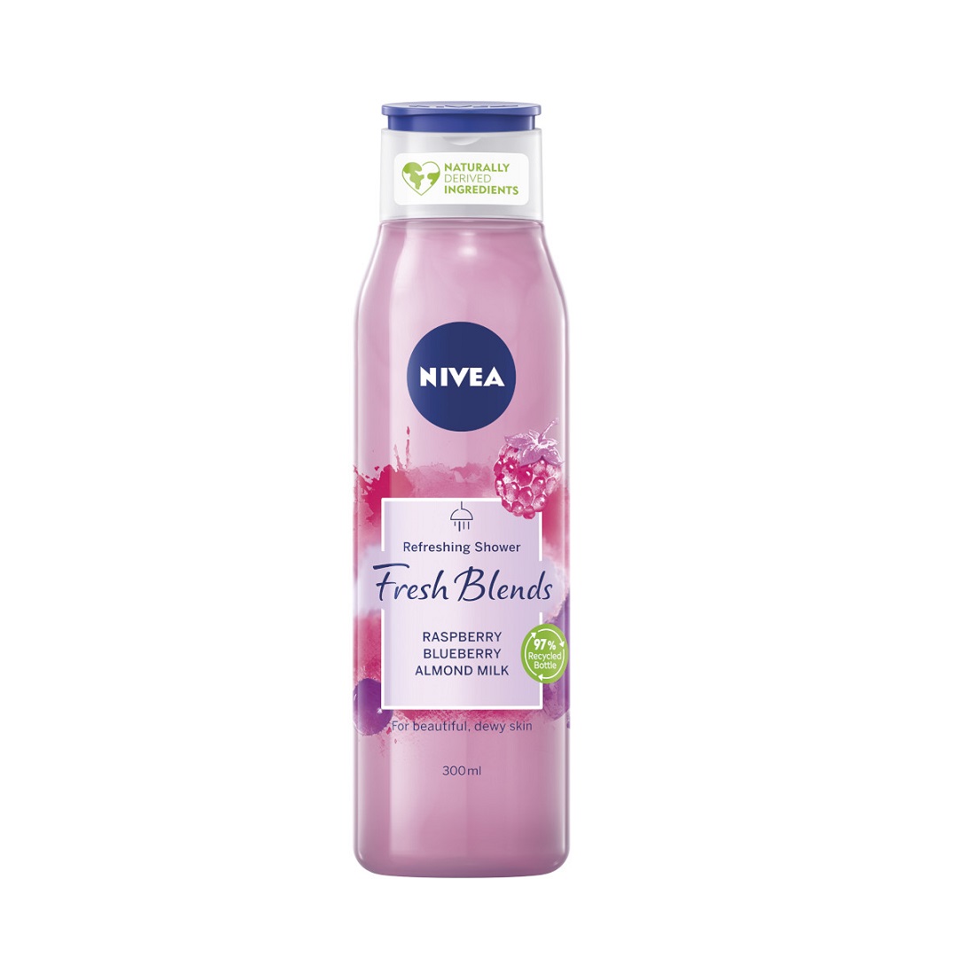 Гель для душа «Nivea» Fresh Blends Refreshing Shower, освежающий малина, черника и миндальное молоко, 300 мл